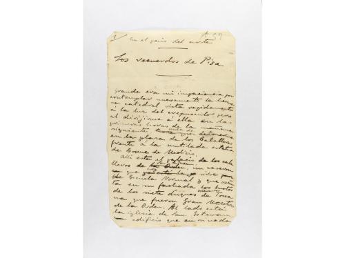 1896. MANUSCRITO. (ORIGINAL MANUSCRITO). BLASCO IBÁÑEZ, VICE