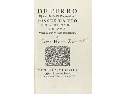 1701, 1713 Y 1714. LIBRO. (CIENCIAS). ZANNICHELLI, JOANNIS H