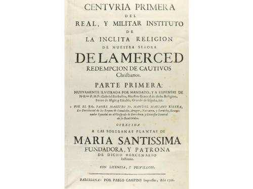 1726. LIBRO. (HUMANIDADES). RIBERA, MANUEL MARIANO:. CENTURI