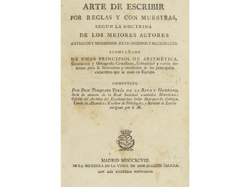 1798. LIBRO. (CALIGRAFÍA). TORÍO DE LA RIVA Y HERRERO, TORQU