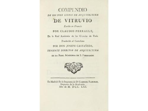 1761. LIBRO. (ARQUITECTURA). PERRAULT, CLAUDIO:. COMPENDIO D