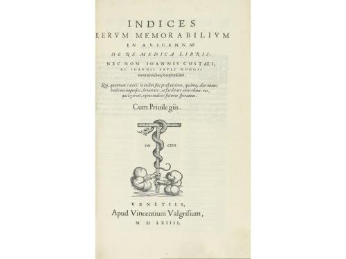1564. LIBRO. (MEDICINA). AVICENNAE:. LIBRI IN RE MEDICA OMNE
