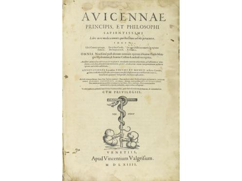 1564. LIBRO. (MEDICINA). AVICENNAE:. LIBRI IN RE MEDICA OMNE
