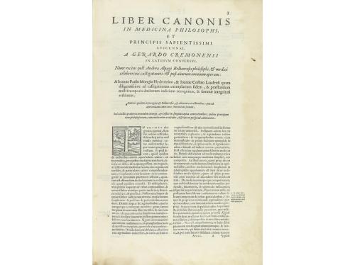 1564. LIBRO. (MEDICINA). AVICENNAE:. LIBRI IN RE MEDICA OMNE