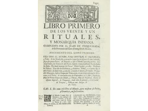 1723. LIBRO. (HISTORIA-COLONIAS). TORQUEMADA, JUAN DE:. PRIM