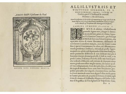 1571. LIBRO. (MILITARIA). CHOUL, GUGLIELMO:. DISCORSO SOPRA 