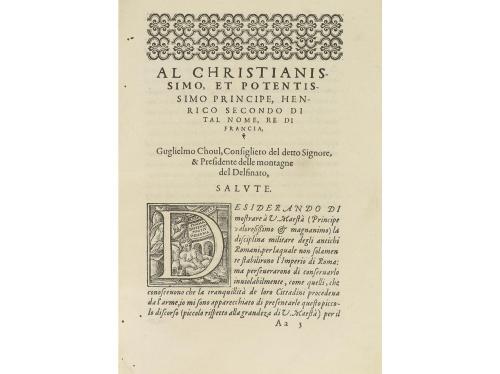 1571. LIBRO. (MILITARIA). CHOUL, GUGLIELMO:. DISCORSO SOPRA 