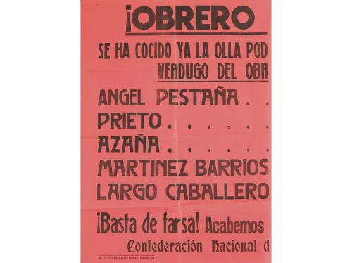 1935 ca. CARTEL. (PRE-GUERRA CIVIL ESPAÑOLA). ¡OBRERO HONRAD