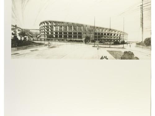 1955. LIBRO. (ARQUITECTURA-ESTADIO). PROYECTO DE ESTADIO EN 
