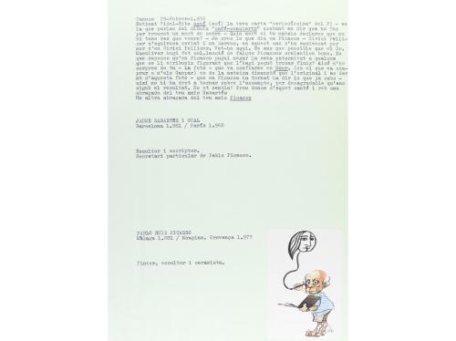 1956. MANUSCRITO. POSTAL FIRMADA POR PICASSO Y SABARTÉS. Pos