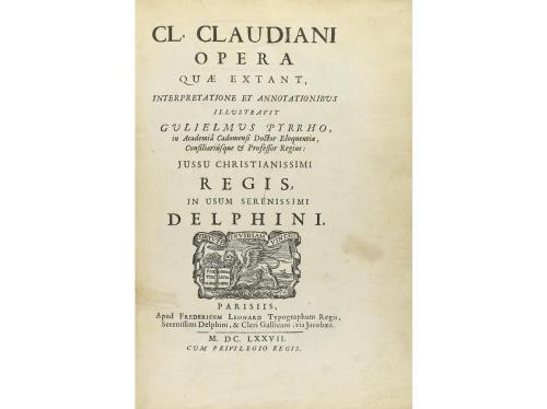 1677. LIBRO. (HUMANIDADES). CLAUDIANI, CL.:. OPERA QUAE EXTA
