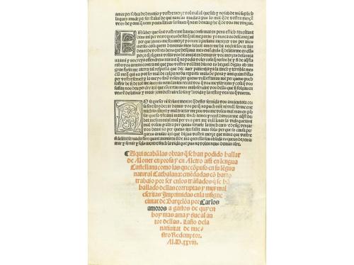 1528. LIBRO. (GÓTICO). MONER:. OBRAS NUEVAME[N]TE IMPRIMIDAS