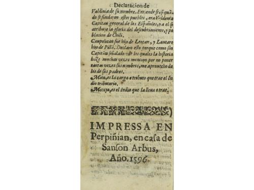 1596. LIBRO. (LITERATURA). ERCILLA Y ÇUÑIGA, ALONSO DE:. PRI