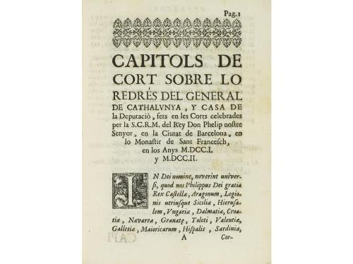 1702. LIBRO. (DERECHO CATALÁN). CAPITOLS DEL GENERAL DEL PRI