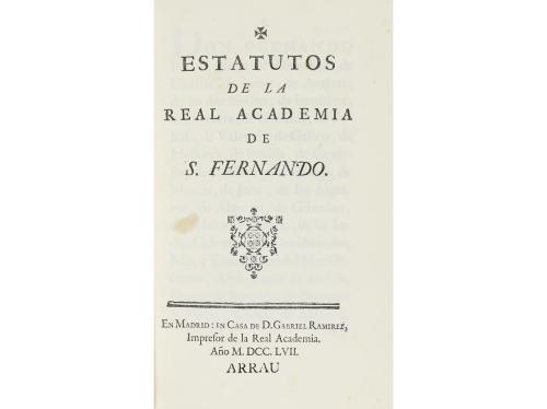 1757. LIBRO. (ARTE). ESTATUTOS DE LA REAL ACADEMIA DE S. FER