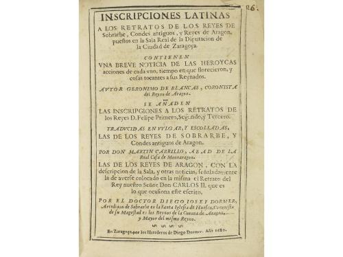 1680. LIBRO. (HISTORIA-ARAGÓN). BLANCAS, GERONIMO DE:. INSCR