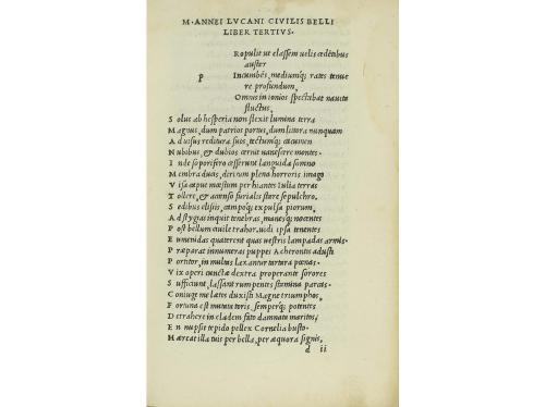 1502. LIBRO. (POST-INCUNABLE). LUCANUS:. [BELLUM CIVILE O PH