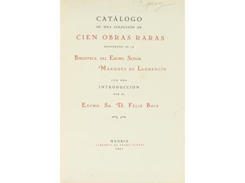 1927. LIBRO. (BIBLIOGRAFÍA). [VINDEL ANGULO, PEDRO:]. CATÁLO