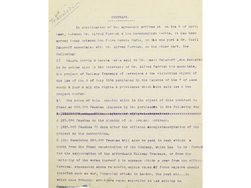 1896-1900. MANUSCRITO. (DOCUMENTOS). [BASIL ZAHAROFF]. CONJU
