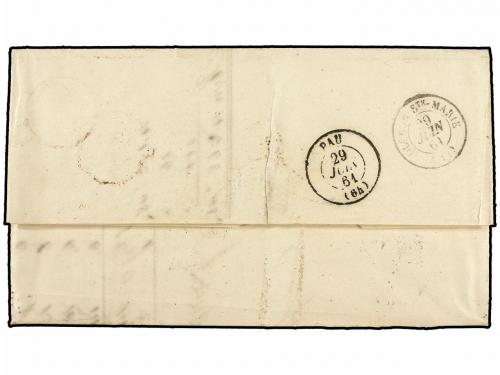 ✉ ESPAÑA. Ed. 53. 1861. 12 cuartos carmín (borde de hoja). M