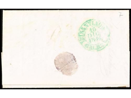 ✉ ESPAÑA: PREFILATELIA. 1844. Marca REDONDA./GALICIA en verd