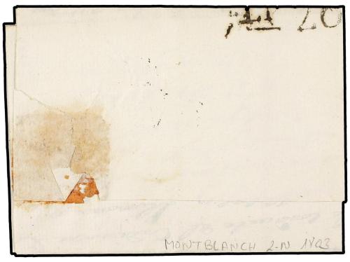 ✉ ESPAÑA: PREFILATELIA. 1803. MONTBLANCH a BARCELONA. Marca 
