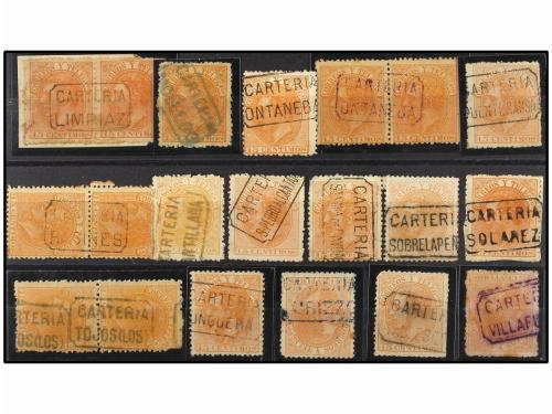 ° ESPAÑA. Ed. 210 (38). 15 cts. naranja. 22 sellos y 8 parej