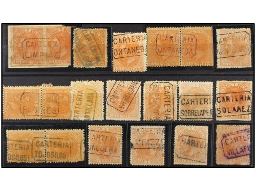 ° ESPAÑA. Ed. 210 (38). 15 cts. naranja. 22 sellos y 8 parej