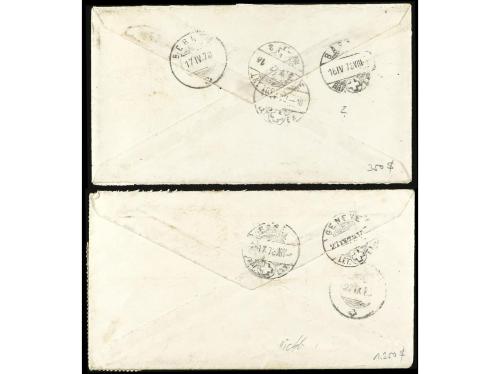 ✉ ESTADOS UNIDOS. 1873. Dos cartas circuladas a SUIZA con fr