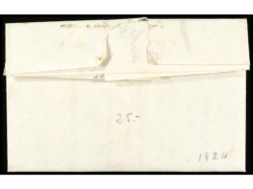 ✉ ESPAÑA: PREFILATELIA. 1824. JERICA a BARCELONA. Marca X/VA