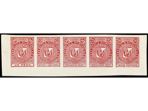 REPUBLICA DOMINICANA. 1880. ENSAYOS DE PLANCHA. 100 + 75 + 5