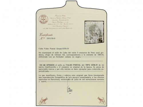 ° COLONIAS ESPAÑOLAS: CUBA. Ed. 100F. 5 cts. gris. FALSO POS