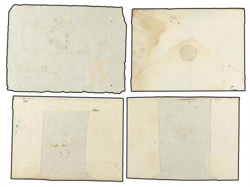 ✉ ESPAÑA. 1856-59. Conjunto de 10 envueltas o frontales con 