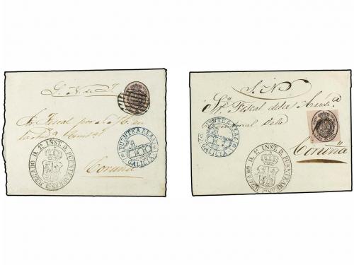 ✉ ESPAÑA. 1856-59. Conjunto de 10 envueltas o frontales con 