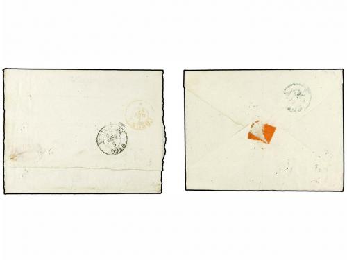 ✉ ESPAÑA. 1856-59. Conjunto de 10 envueltas o frontales con 