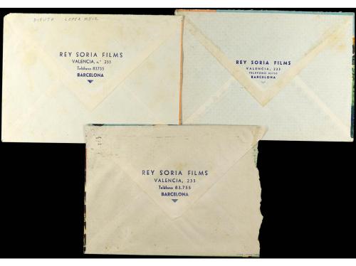 ✉ ESPAÑA. 1940-48. Conjunto de 3 sobres de la distribuidora 