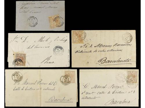 ✉ ESPAÑA. Ed. 96. 1867-68. NUEVE cartas con sello de 50 mils