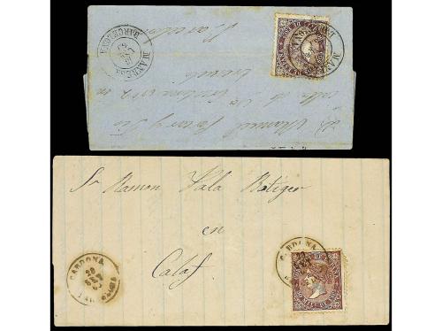 ✉ ESPAÑA. Ed. 98. 1869. CINCO cartas con sello de 50 mils. v