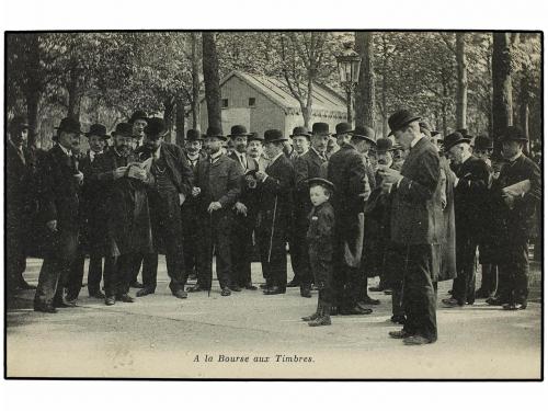 ✉ FRANCIA. LA BOURSE AUX TIMBRES. Conjunto de 6 tarjetas pos