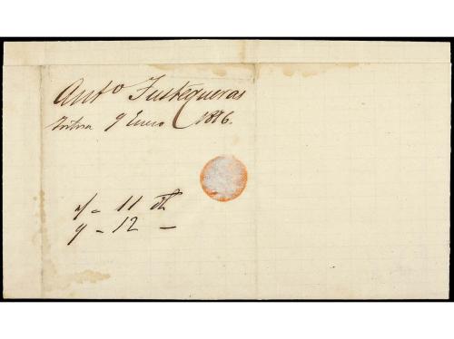 ✉ ESPAÑA. Ed. 164. 1876. TORTOSA a BARCELONA. 10 cts. azul y