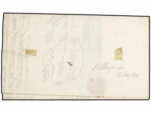 ✉ ESPAÑA. Ed. 1A. 1850. 6 cuartos negro, mat. ARAÑA y fechad