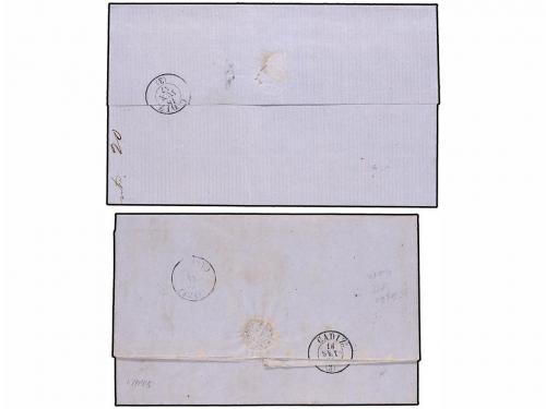 ✉ GIBRALTAR. 1857-58. GIBRALTAR a CÁDIZ y JEREZ. 2 cartas co