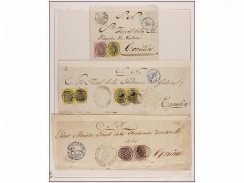 ✉ ESPAÑA. 1856-60. SERVICIO OFICIAL. Conjunto de 8 plicas Ju