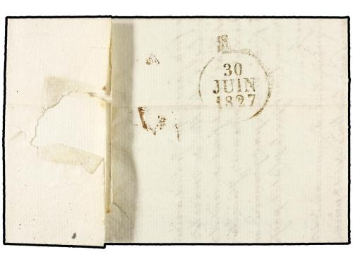 ✉ ESPAÑA: PREFILATELIA. 1827 (27 Junio). PAMPLONA a FRANCIA.
