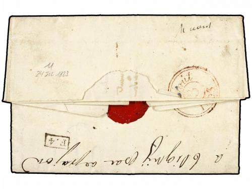 ✉ ESPAÑA: PREFILATELIA. 1823 (24 Julio). MADRID a PARÍS. Mar