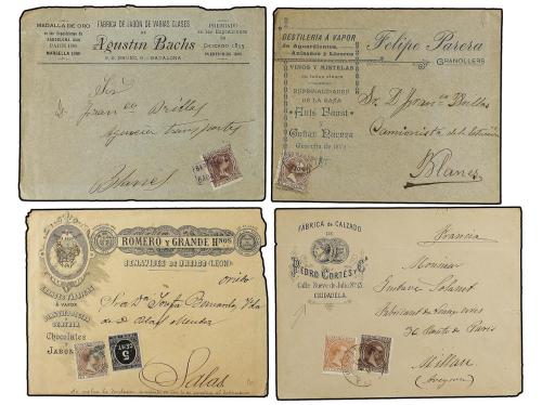 ✉ ESPAÑA. 1890-98. Conjunto de 12 sobres con sellos de Alfon