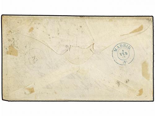 ✉ ESPAÑA. Ed. 73 (4). 1865. CÁDIZ a NEW YORK. 2 reales lila,