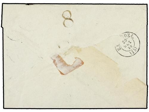 ✉ ESPAÑA: PREFILATELIA. 1858. HUESCA a ZARAGOZA. Marca A de 