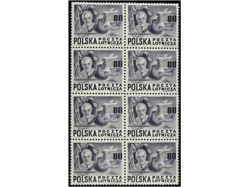 ** POLONIA. Mi. 617/19. 1950. Roosevelt, overprinted GROSZY.