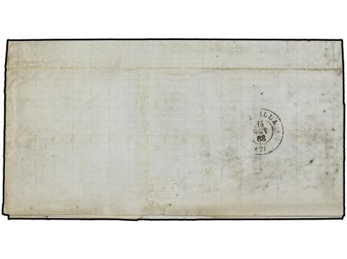 ✉ ESPAÑA. Ed. 96. 1868 (13 Octubre). MADRID a SEVILLA. 50 mi